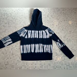 Madewell Navy White Tie-dye Hooded Cotton Sweatshirt